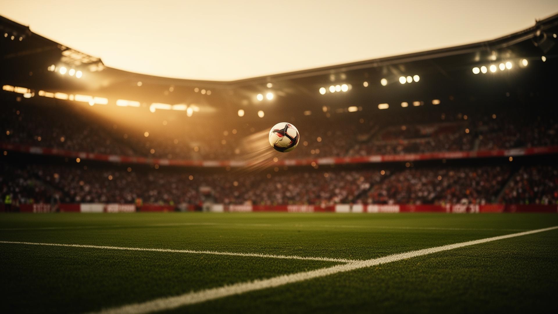 World Cup stadium at golden hour
